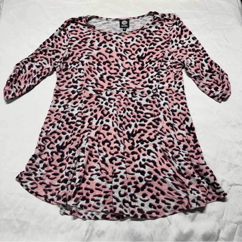 Bobeau Pink and Black Leopard Print Tunic - Picture 6 of 6